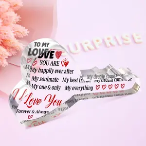 Heart & Letter Pattern Acrylic Plaque, 1 Count Creative Desktop Ornament, Gift for Boyfriend & Girlfriend, Couple Decoration for Room Living Room