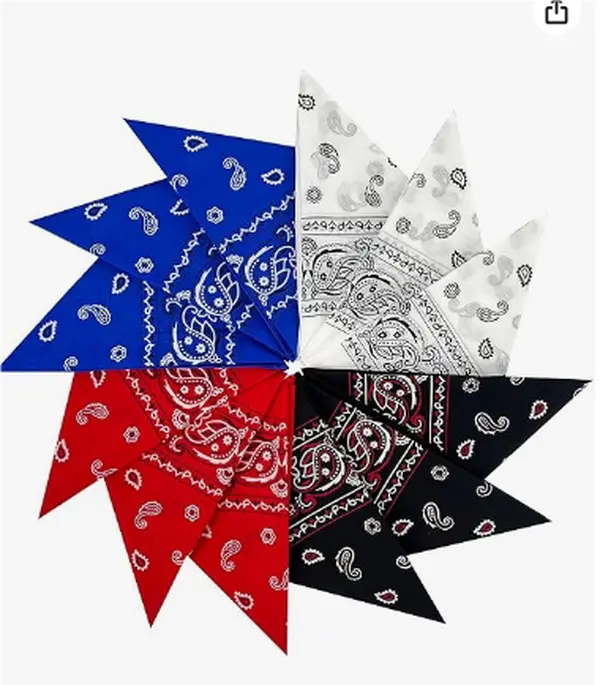 Bandanas 12 packs 22"X 22" Double Sides Printed Unisex Kerchief
