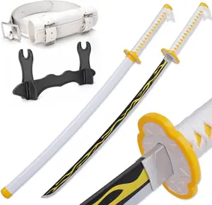 Kinstore 41" Zenitsu Agatsuma Plastic Katana Samurai Sword Demon a Slayer Cosplay Plastic Sword for Costume Replica