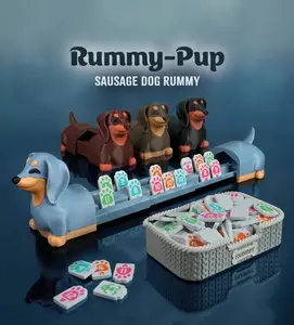 Rummy-Pup  Sausage Dog Rummy Game | Full 3D Printed Set with 4 Expandable Dachshund Racks & Storage