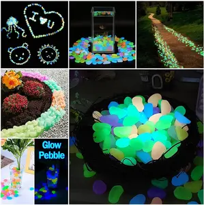 100pcs Glow in The Dark Rocks - Aquarium Decoration Rocks - 0.9" Irregular Pebbles - Perfect for Fish Tank, Pond, Bonsai, Garden, Patio, Lawn, Pathway, Driveway, Swimming Pool