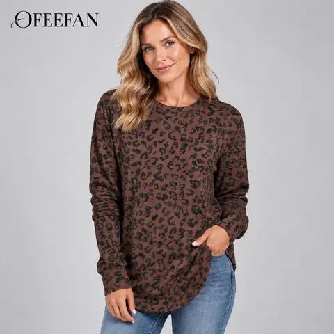 OFEEFAN  Sweatshirt for Women Crewneck Long Sleeve Shirts Curved Hem Lightweight Sweaters Fall Clothes 2026