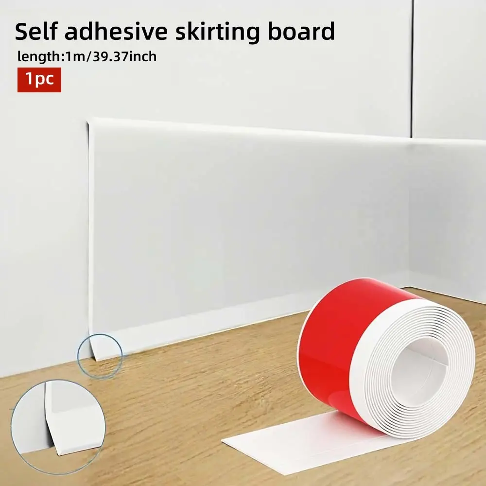 1 Roll 39.37 Inch Self-adhesive PVC Skirting Board, Self-adhesive Flexible Substrate Molded Decorative Strip, Decorative Self-adhesive Wall Substrate Decoration, Suitable for Home Decoration, Interior Walls, PVC Interior Moulding