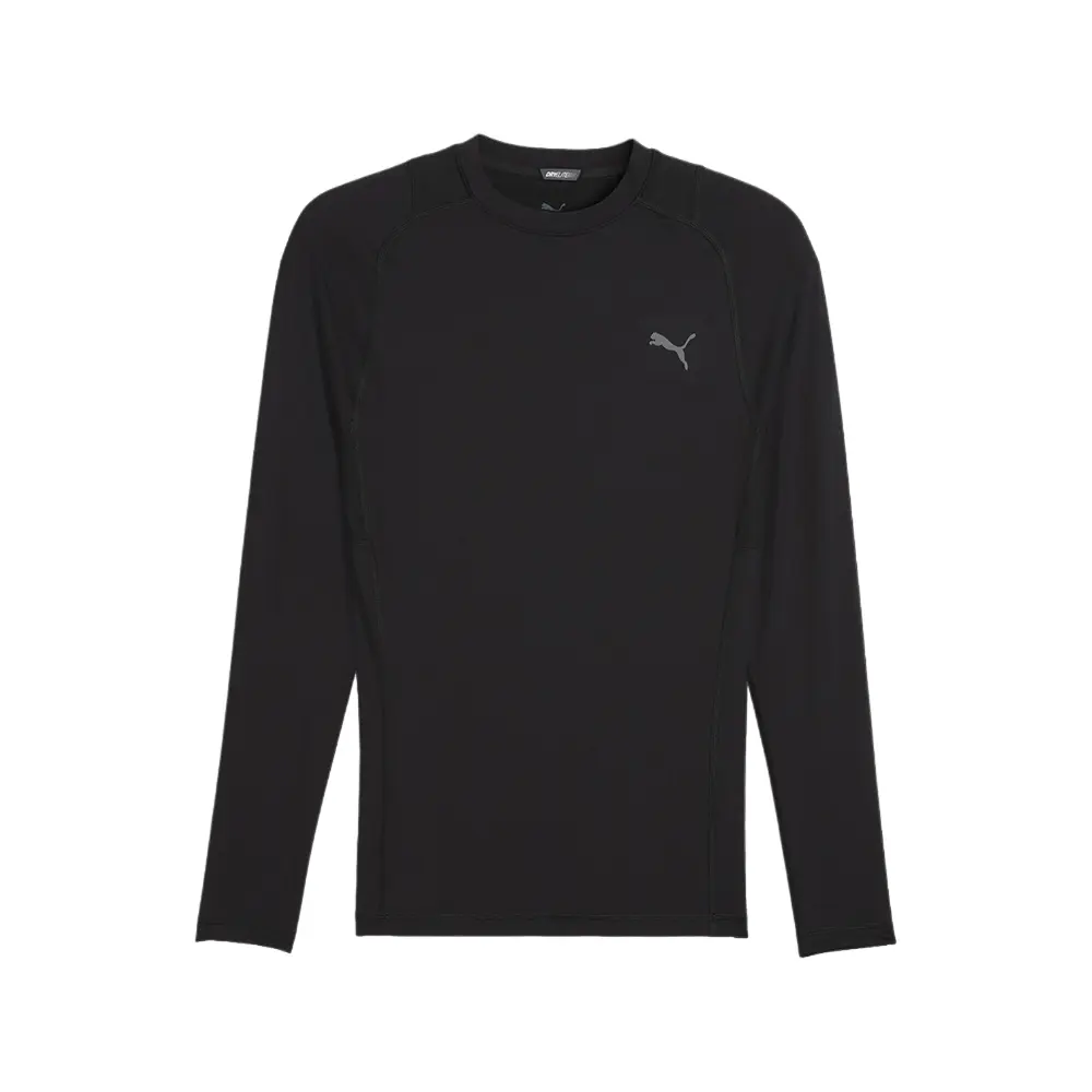 PUMA Mens Pwrmode Base Layer Crew Neck Long Sleeve Athletic Shirt Casual Tops Casual - Black