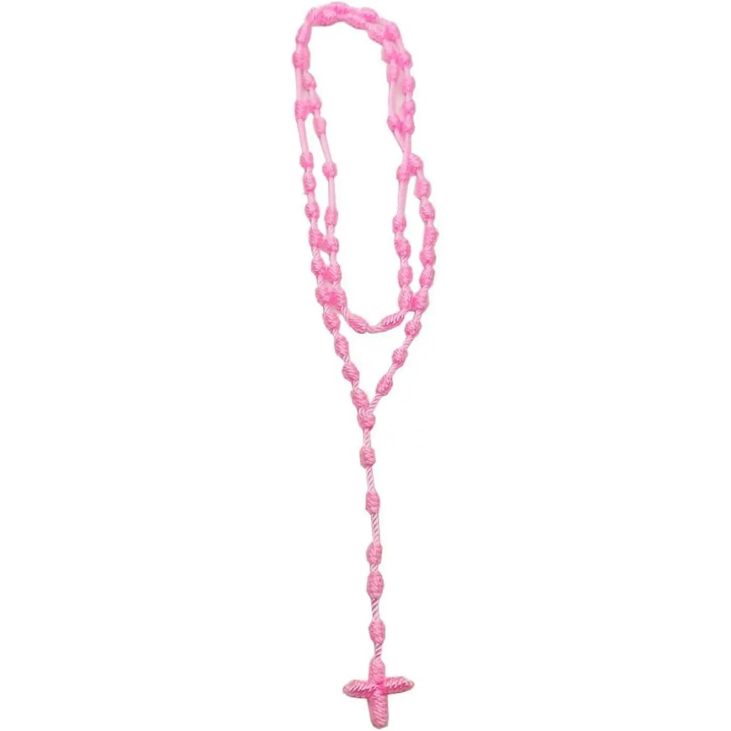 Lightweight Catholic Knotted Rosary Cross Long String Necklace for Women Durable Braided Long Knotted Cord Rope Strand Twine Cross Spiritual Necklace Teen Girls Boys Keepsake Gift, 20 Inches