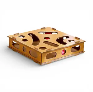 Interactive Cat Puzzle Enrichment Box - Durable Composite Board Maze Path Toy for Cat Enthusiasts - Ideal for Stimulation and Entertainment