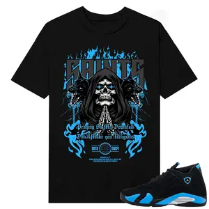 Unisex T-shirt To Match Sneakers Jordan 14 Black & University Blue - Saints. 100% Cotton for Casual Wear. Comfortable Summer Unisex T-Shirt to match Jordan Sneaker. Streetwear Style. urban outfitters