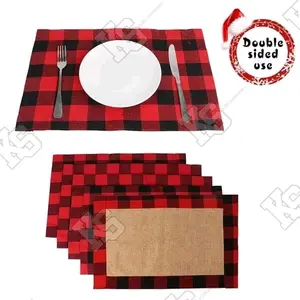 Blank Buffalo Plaid Santa Placemats Classic Coasters