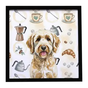 Carolines Treasures WDK7491MFP88 8 x 8 in. Labradoodle Coffee Bar Framed Metal Print