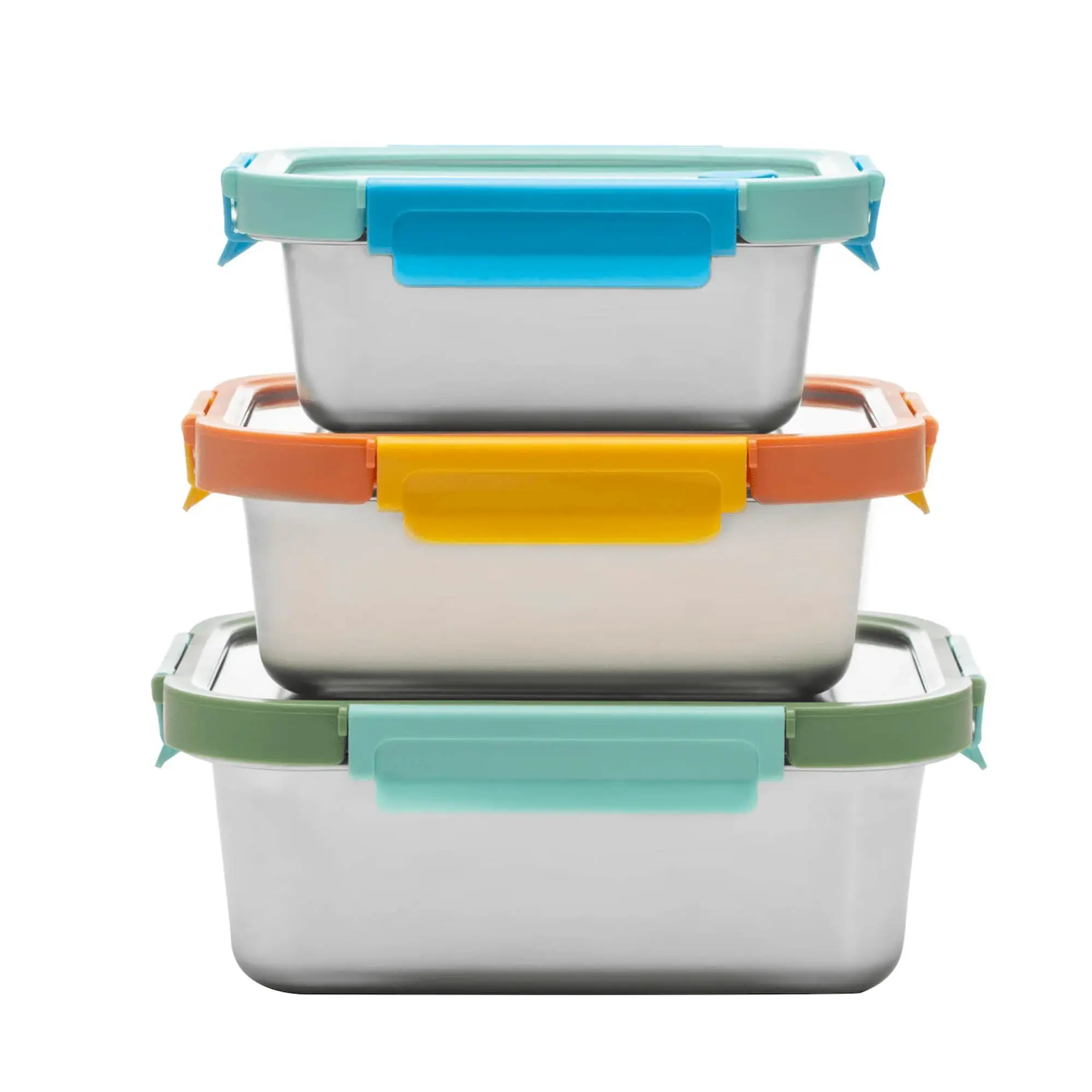 Genicook Mix & Match Stainless Steel Microwave Safe 6-Piece Set with Glass Lids