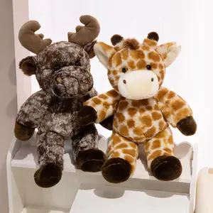 Hot Sale Cartoon Forest Animal Plush Toys Stuffed Tiger Lion Deer Cow Sheep Elephant Elk Doll Funny Desktop Decor Kids Gift