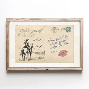 [UNFRAMED POSTER] Vintage Postcard Texas Wall Art Western Decor UNFRAMED