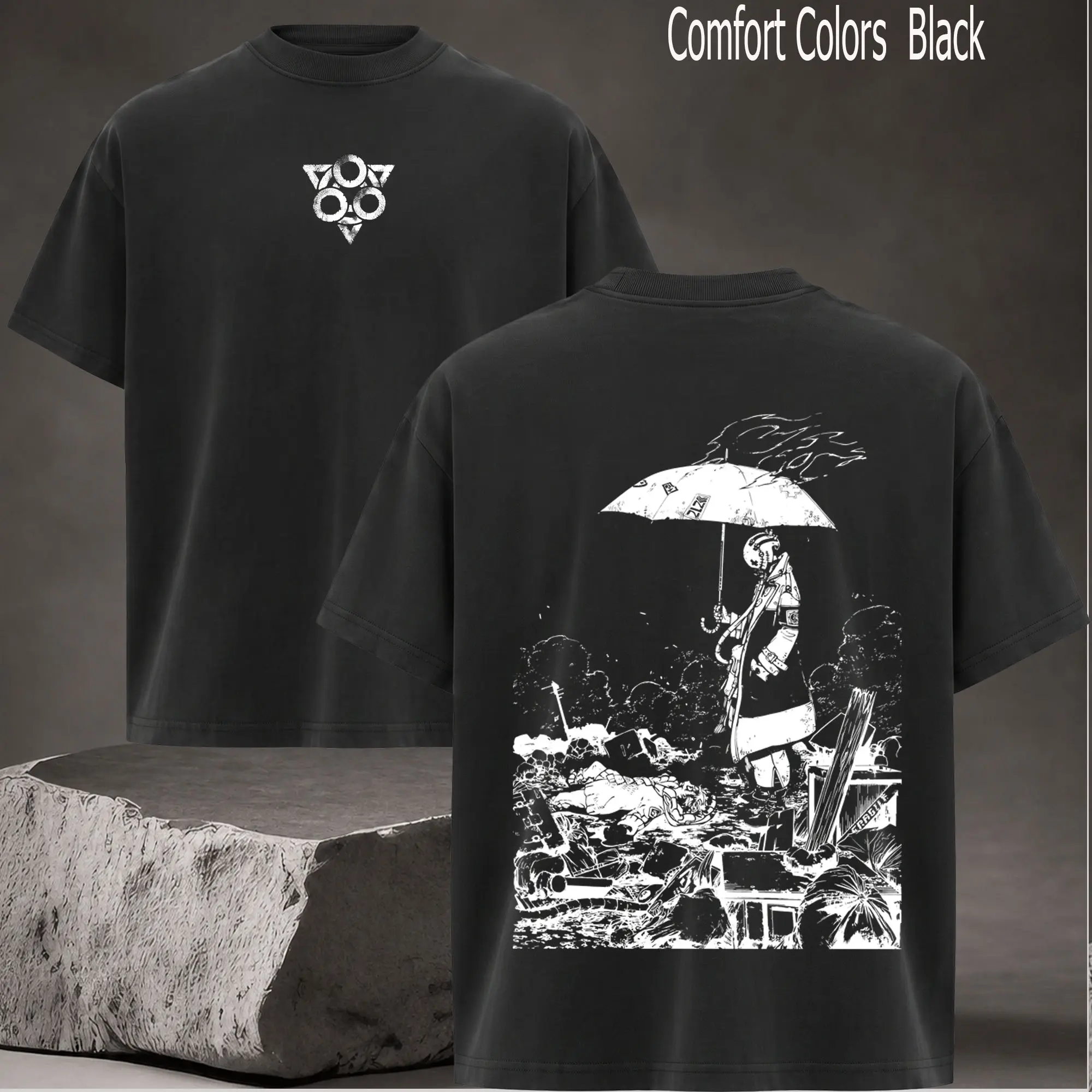Gachiakuta x Rudo & Enjin Vintage Unisex Oversize Anime Manga Acid Washed Heavyweight Cotton T-shirt, graphic tee,anime merch fan, outfits men,boys merch