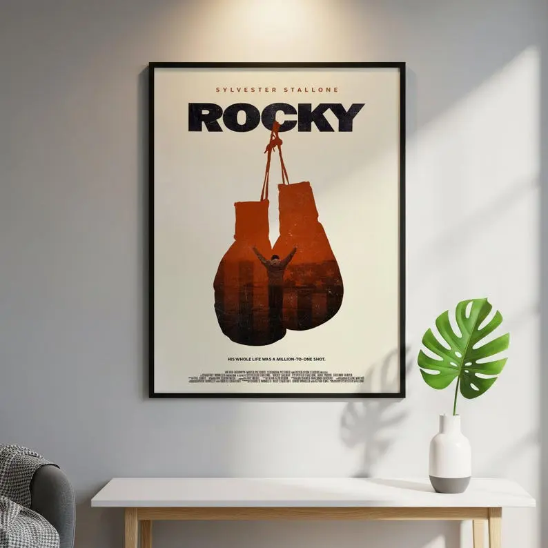 Rocky Movie Poster Wall Art - Vintage Sylvester Stallone Glossy Inspirational Photo Print, Home Decor, Ideal Gift by Batuhan Altintop