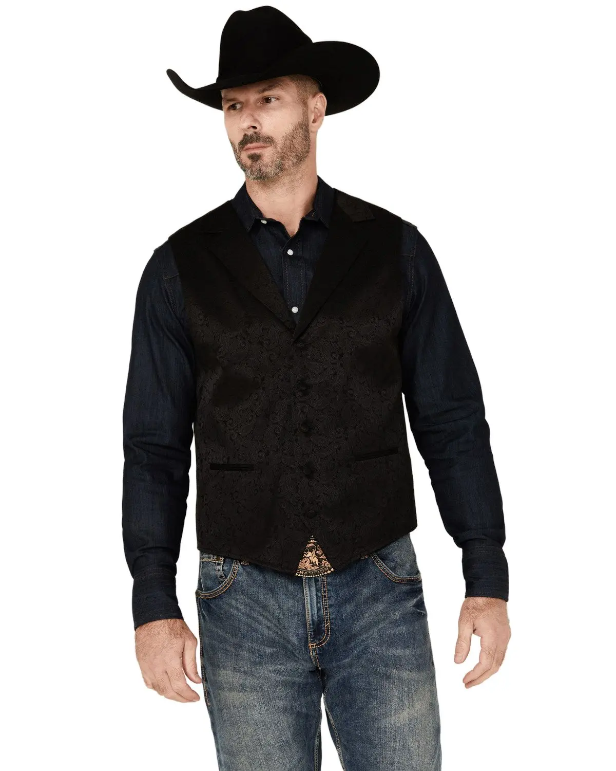Cody James Men's Nashville Paisley Print Vest - Cjpv2405-Blk