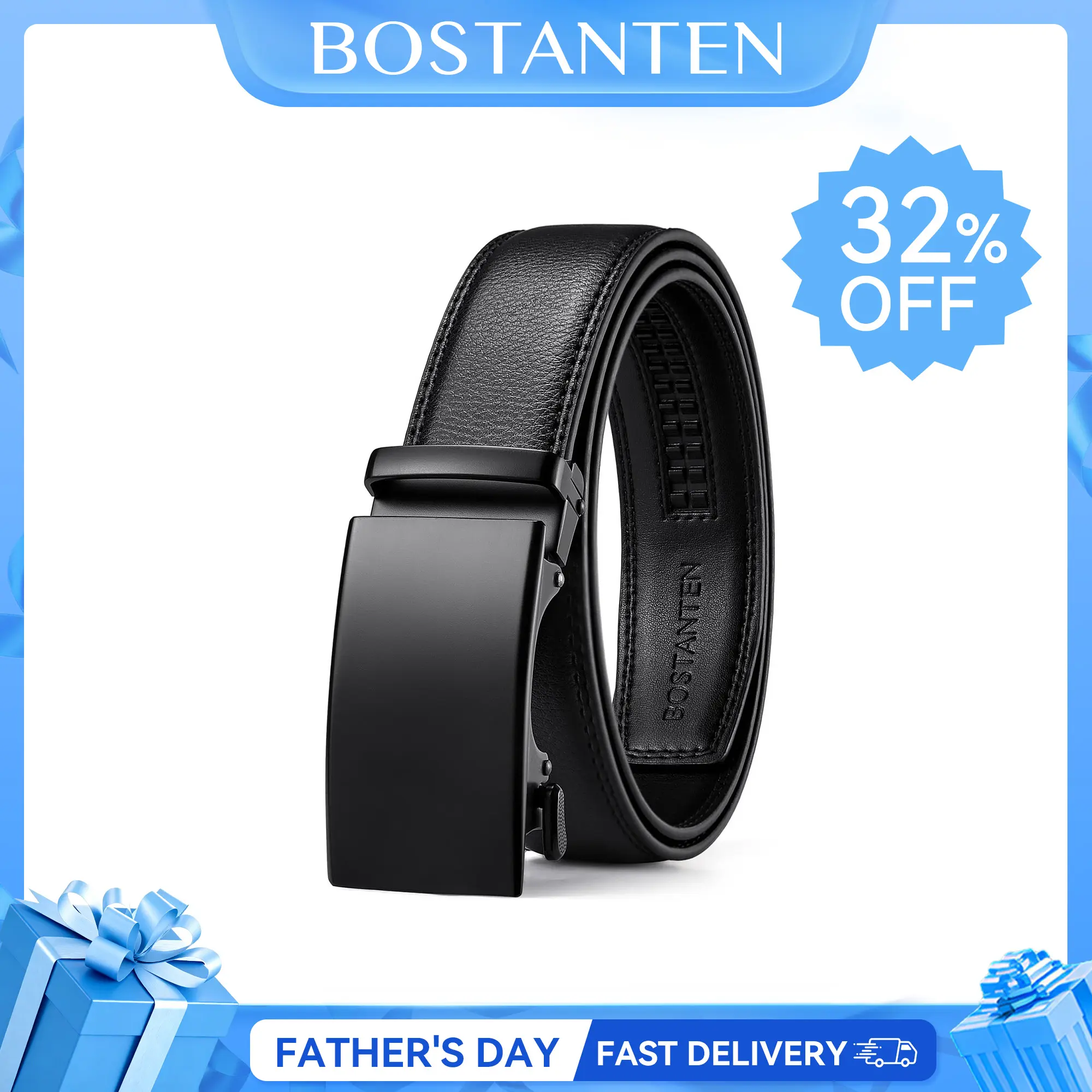 bostanten men's leather ratchet dress belt product info and reviews BOSTANTEN Mens Belts Leather Ratchet Dress Belt with Automatic Sliding Buckle, Waist 34-36