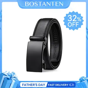 BOSTANTEN Snaptenbelt Mens Belt Leather Ratchet Easy Release Belt For Men Designer Belt Dress and Casual with Adjustable Buckle for Men's Wear Gift Textured Fathers Gift SpringStatements