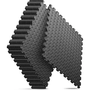 Home Gym Mat, Puzzle Exercise Mat, EVA Interlocking Foam Floor Tiles for Home Workout Equipment and Kids' Play Areas - Black, 24 in x 24 in x ½ in - 12 Tiles (Black, 12 Pack, 48 SQ FT)