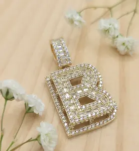 10KT SMALL CZ "B'' LETTER PENDANT Weight 4.4GR