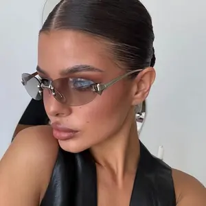 High-End Frameless Star Oval Y2K Sunglasses, Personalized Summer Style for Trendy Girls