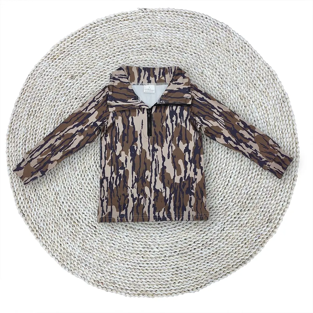 Baby Boys Fall Wood Pattern Camouflage Hunting Season Quarter Zip Pullovers Tops