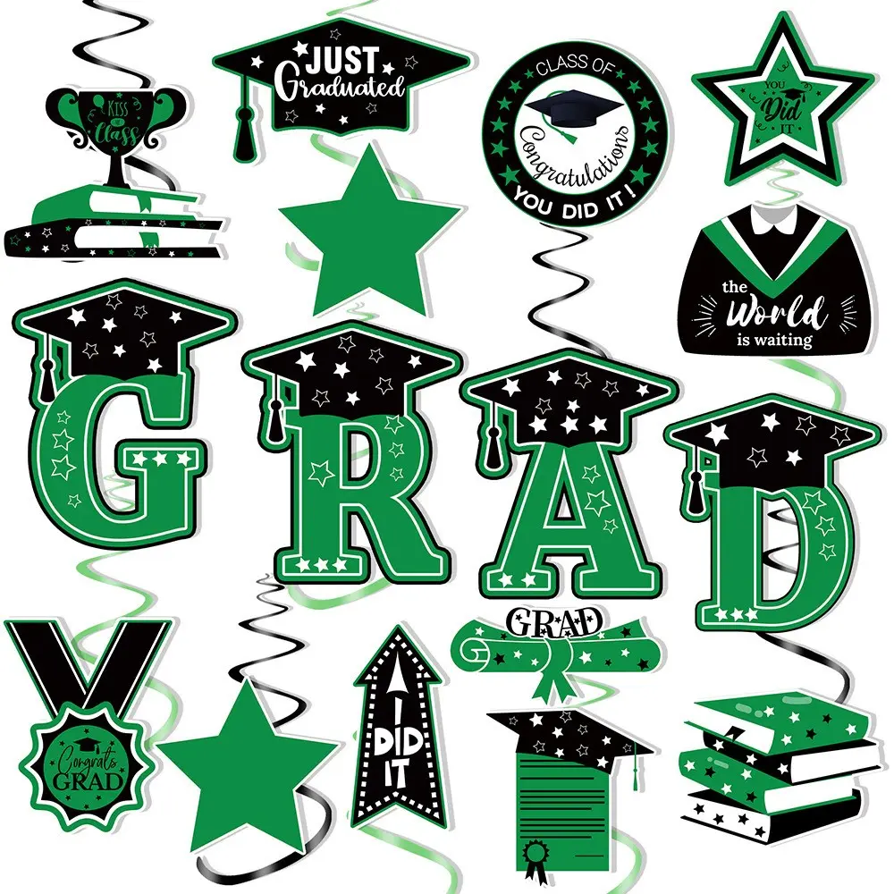 16 Set 2026 Graduation Hanging Swirls, Graduation Streamers Party Decorations, Graduation Green Hanging Decorations, 2026 Graduation Party Decorations, Class of 2026 Graduation Party Supplier