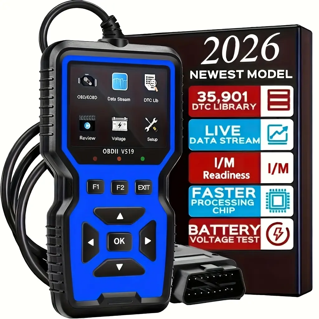 2026 Newest V519 Upgraded Professional OBD2 Scanner with 2.8-Inch Display, 16-Pin OBD Connector, 35901 DTC Definitions, Full OBDII CAN Support, Live Data, 12V Car Battery Test, Check Engine Light Reset & Smog Diagnostic Tool for 1996+ Cars