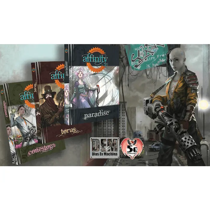 Affinity 3-Book Complete Trilogy Boxed Set - Roleplaying game set containing three separate settings post-apocalyptic, steampunk, and western for 5th edition!