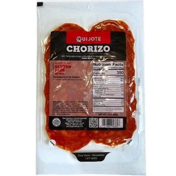 Quijote Smoked Sliced Pork Chorizo, 3 oz Ready-to-Eat Cured Pantry Food for Sandwiches, Crackers, Cuban Dishes