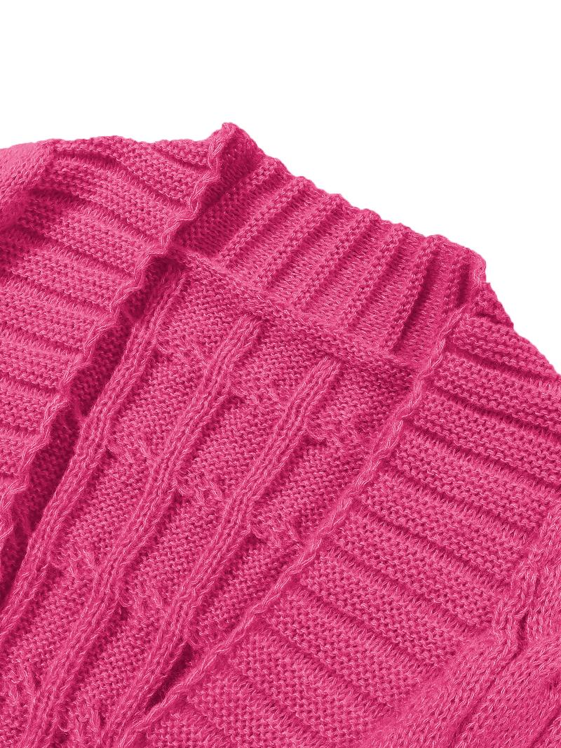 Women's Solid Color Textured Drop Shoulder Pocket Longline Cardigan, Casual Open Front Long Sleeve Knitwear for Fall & Winter, Women's Knit Clothing for Daily Wear, Lady Baggy Cardigans for Women, Womenswear, Casual Knit Top