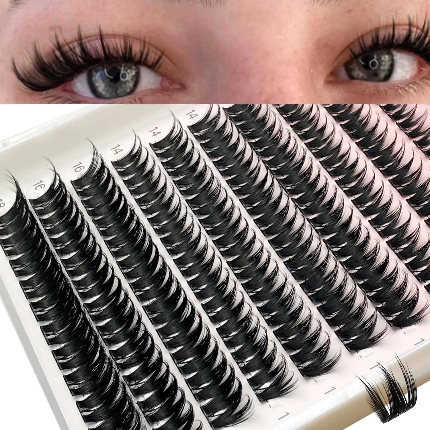 Spiky Cartoon Style Cluster Lashes 132Pcs 8 10 12 14 16 18mm D Curl Anime Manga Doll Eyelash Extensions Fluffy Feather Light Layered Cluster Lashes Cute For DIY At Home Use Volume Curled Individual Lashes For Women Suitable For Daily Makeup Party