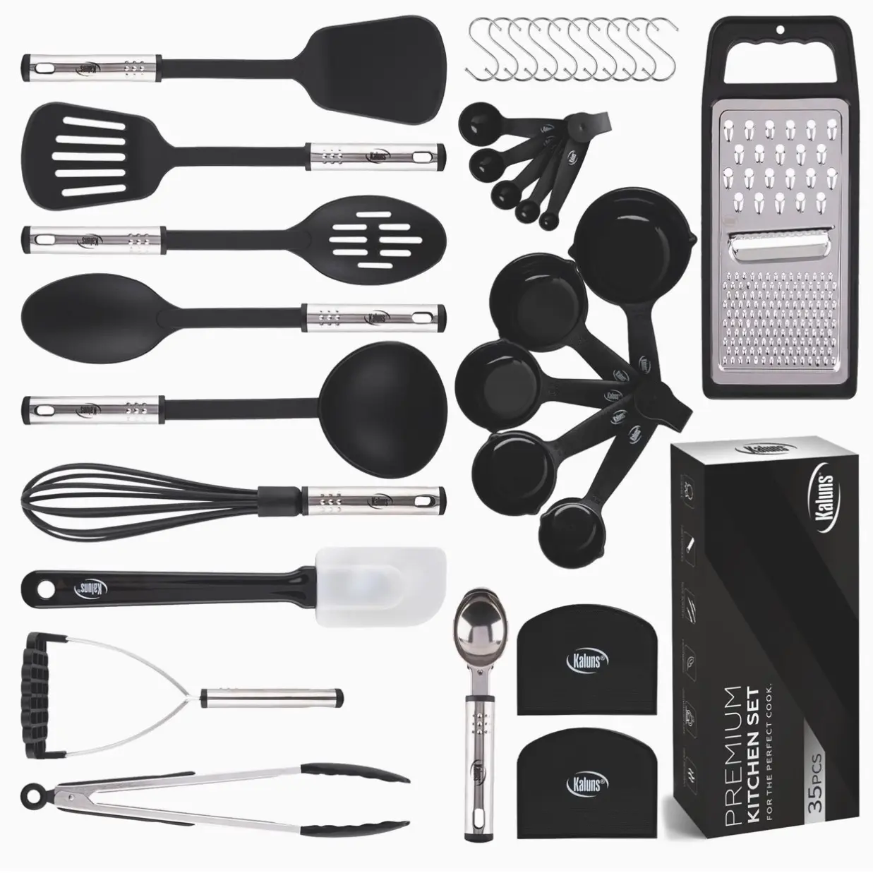 Kitchen Utensils Set Cooking Utensil Sets, Nylon and Stainless Steel Kitchen Gadgets Nonstick and Heat Resistant Home, House, Apartment Essentials Kitchen Accessories Must Haves Pots and Pans set