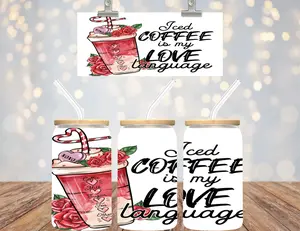 UV DTF  16 oz Cup Wrap Iced Coffee is My Love Language 475