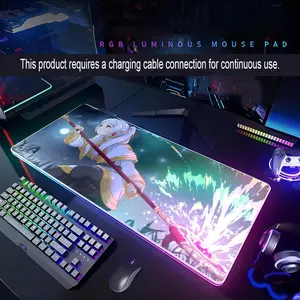 Anime Frieren Mouse Pad Rgb Xxl Laptop Mat Gaming Led Mousepad Backlit Keyboard Gamer Girl Table Pads Desk