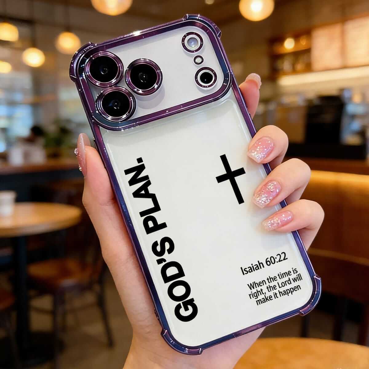 Trendy God's Plan Cross iPhone Case, Christian Isaiah 60:22 Clear Rose Gold Shockproof Cover for 11-17 Pro Max Plus Air, Religious Inspirational Gift for Believers DDSJ-26040409
