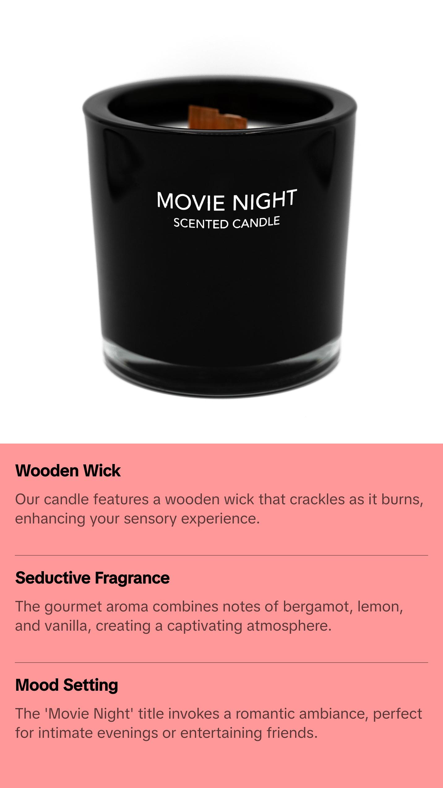 Fragrance One MOVIE NIGHT - Scented Candle by Jeremy Fragrance (10.5oz)