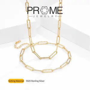 （TY153）S925 Sterling Silver Paperclip Necklace and Bracelet Set Minimalist and Stylish, Elegant Daily Accessory for Women（new）