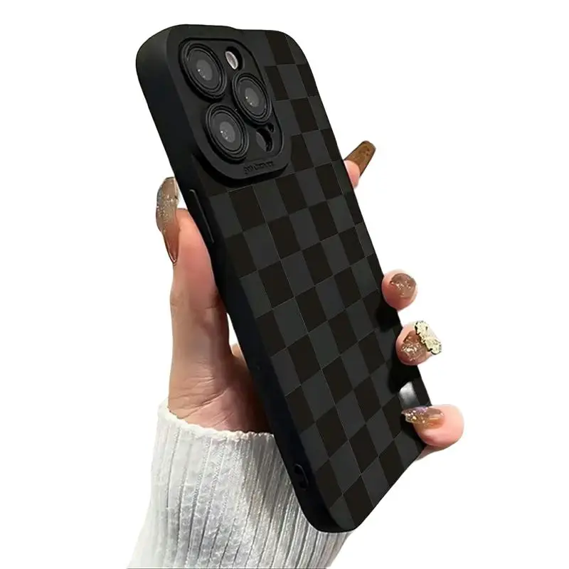 Checkerboard Pattern Phone Case, Full Body Shockproof Smartphone Protective Cover, Phone Accessories Compatible with iPhone 11 12 13 14 15 16 Pro Max,