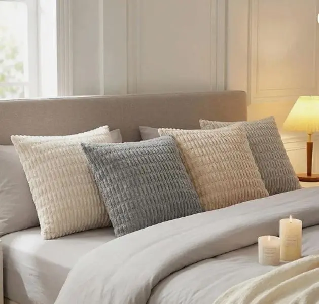 Neutral Decorative Throw Pillows, 4-Pack 18" x 18" Pillow Inserts for Home Bedding Soft Furnishings