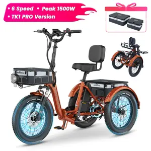 MOONCOOL Electric Tricycle for Adults, 750W 48V Folding Electric Trike Peak Power 1100W, 3 Wheels Electric Bicycle, Aluminum Frame Electric Tricycle with Large Basket and Removable Battery