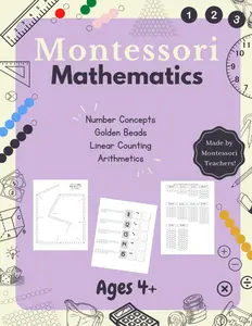 Montessori Math Workbook | Number Concepts, Golden Beads, Colored Bead Bars, Arithmetics: Math Activity Workbook