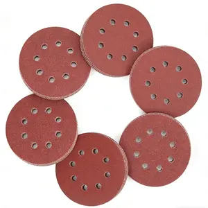 120 count Sanding Discs Set - 5 Inch 8 Hole Sandpaper, Hook and Loop Sanding Discs Sandpaper 6 Grades Include 40, 60, 80, 120, 150, 240 Mixed Grits, Red Round Sand Paper for Random Orbital Sander