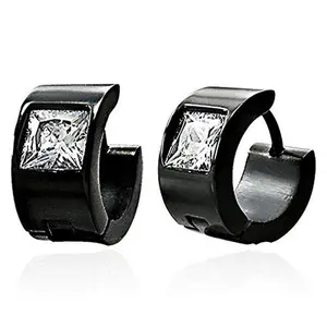 Princess Black Huggies - Women's Black Hoop Earrings