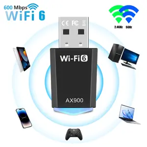 USB WiFi Adapter for PC, 5G/2.4G Dual Band WiFi 6 Dongle 600Mbps High Speed,Wireless USB WiFi 6 Adapter for Desktops & Laptops, Compatible with Win 11/10/8.1/8/7, Wide Signal Coverage, Plug and Play