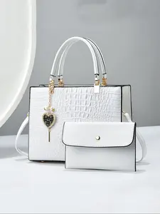 New Elegant Women's Crocodile Pattern Bag Set, Fashionable Patterned Bag, Large Capacity Shoulder & Crossbody Bags, Flap Crossbody Purse, Fashionable and Durable for Shopping and Travel