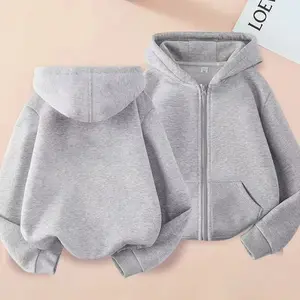 Kids Boys Girls Spring Autumn Thin Cardigan Hoodie Sweatshirt Zipper Jacket for Older Children Solid Color Casual Sportswear