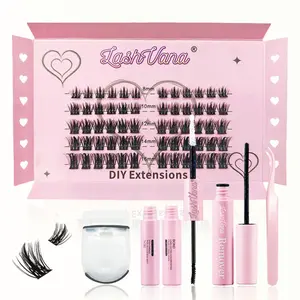 DIY Lash Extension Kit 8-16mm Curl Wispy Segmented Eyelashes with Ultra Thin Band for Natural Volume & Reusable Application, Salon-Quality Results at Home
