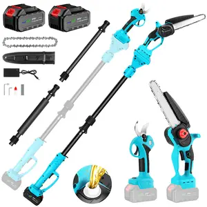 4 in 1 Cordless Pole Pruning Shears with 14ft Extension Chainsaw