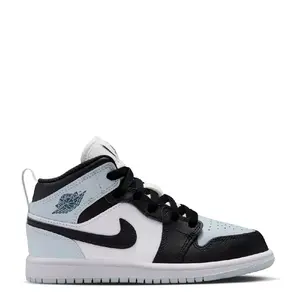 Little Kid's Jordan 1 Mid Black/Black-Aura-Squadron Blue (DQ8424 002)