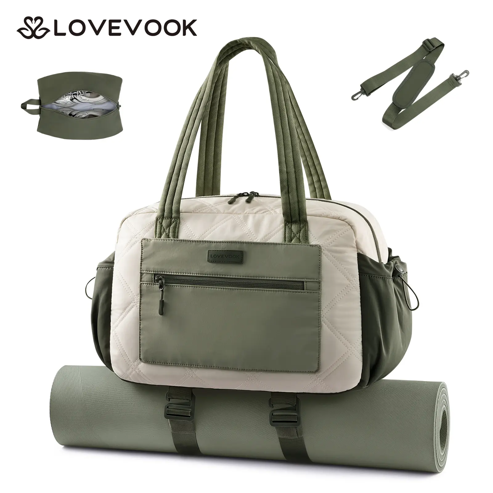 LOVEVOOK Women’s Gym Duffel Bag with Yoga Mat Holder & Wet Pocket, Lightweight Carry On Weekender, Personal Item Travel Bag for Workout, Dance, Ballet. DealsForYouDays